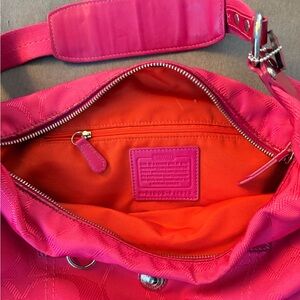 COACH hobo canvas bright Pink Women's Shoulder Bag